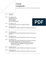 Algebra 1 - 1 Period Schedule and Assignments