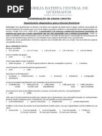 Questionário de diagnóstico para a Escola Dominical