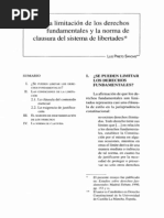 Luis Prieto Sanchis (La limitación de los Derechos Fundamentales y la norma de clausura del sistema de libertades)