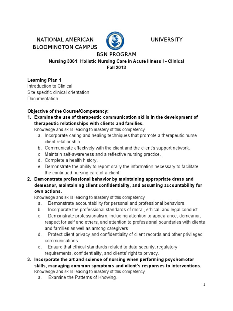 lesson plan 1 | Nursing | Competence (Human Resources)