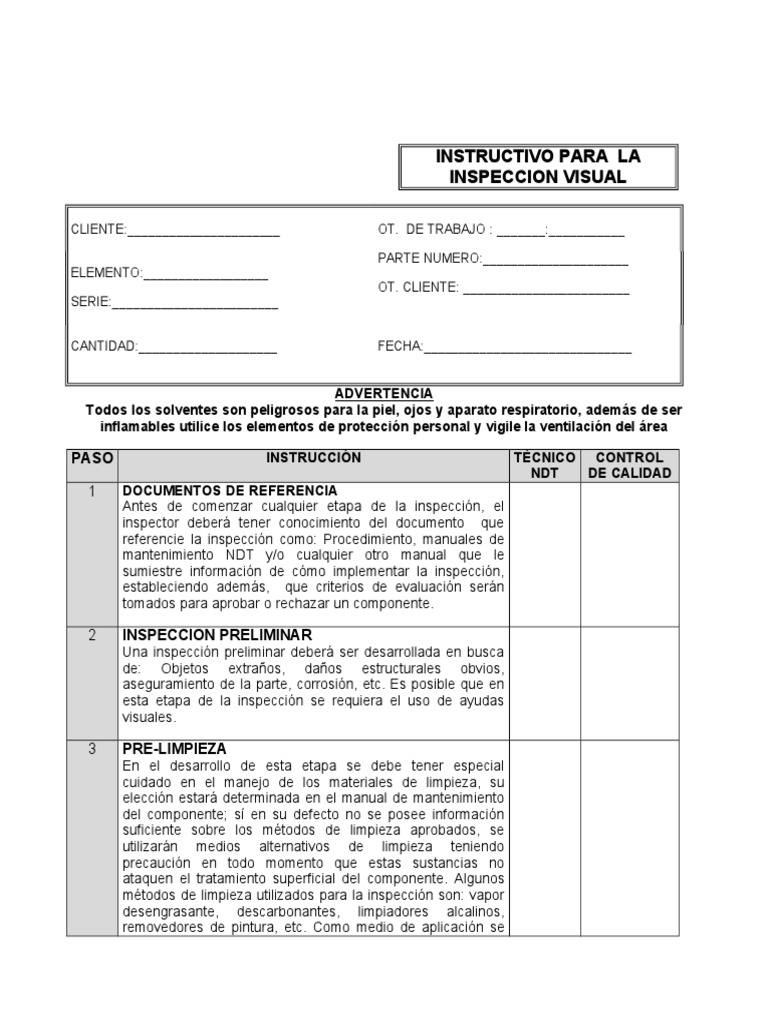 Instructivo de Inspección Visual | PDF | Naturaleza | Science