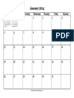 WorksheetWorks Month Calendar January 2014 1