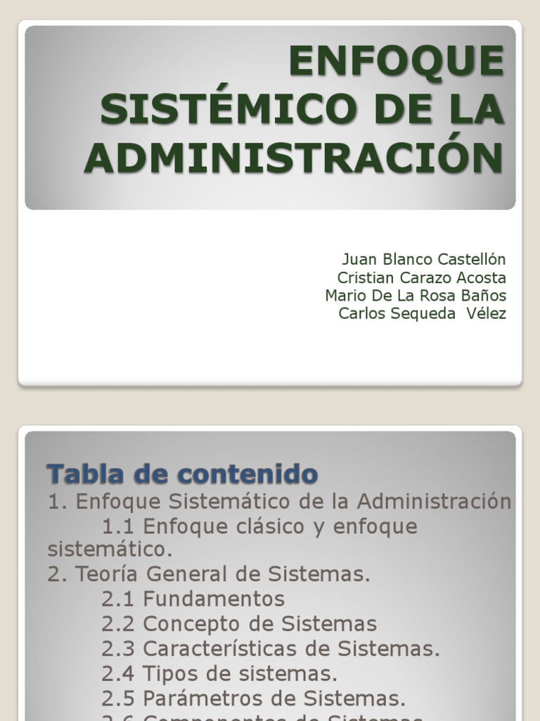 Enfoque Sistemico de La Administracion Teoría de