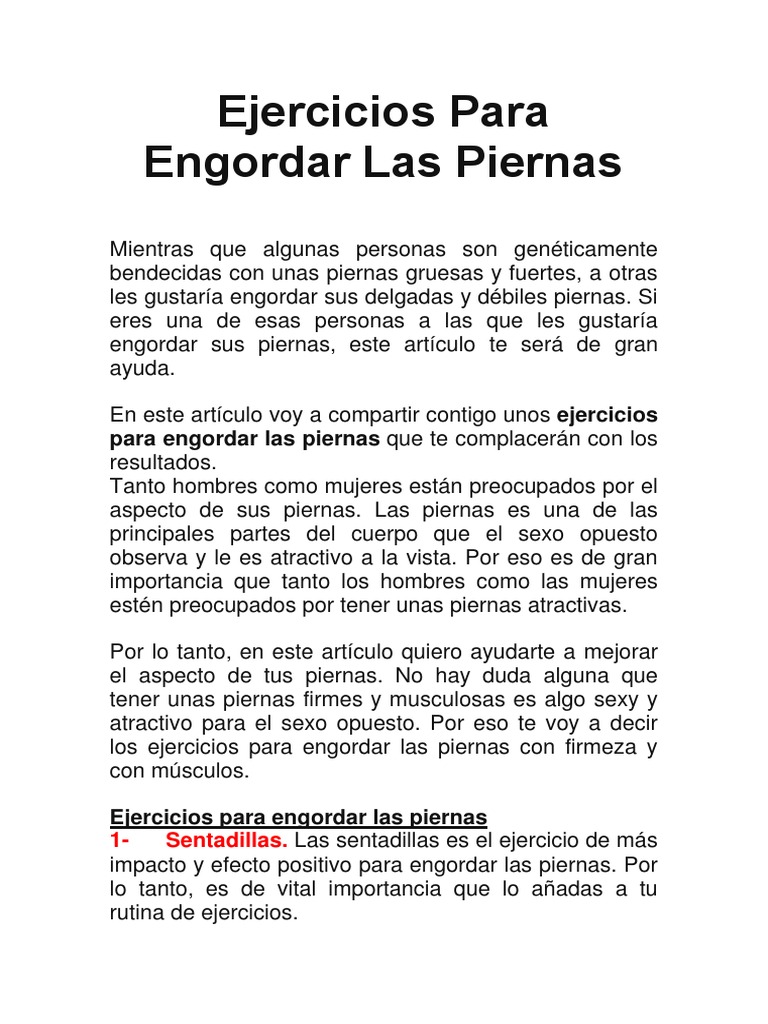 Ejercicios para Engordar Las Piernas PDF Deportes Ocio