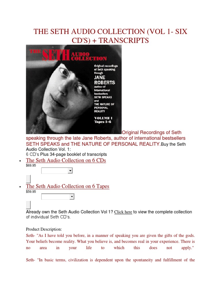 Seth Audio Collection Vol 1: Overview | PDF | Dream | Self