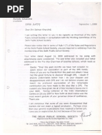 Salman Khurshid's Expulsion From Delhi Public School (DPS) Society - 2008 Letter