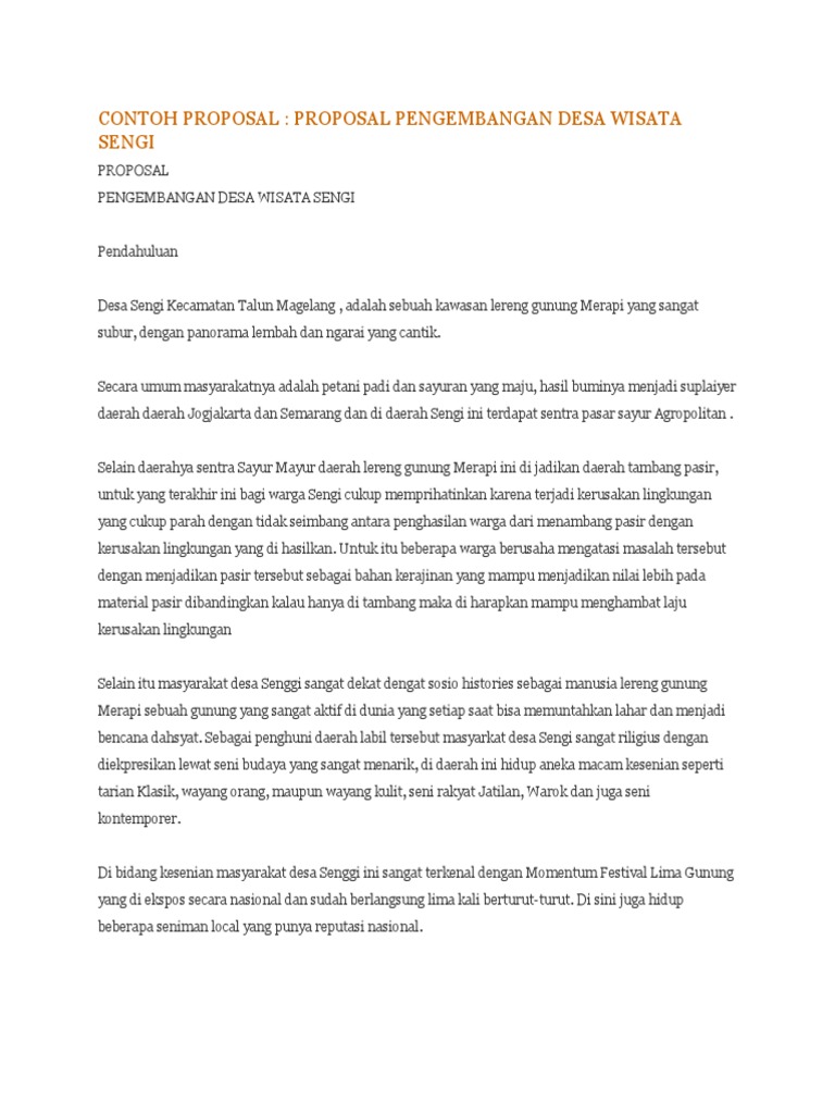 contoh proposal f&b CONTOH Pengembangan PROPOSAL Wisata contoh proposal f&b CONTOH Pengembangan PROPOSAL Wisata
