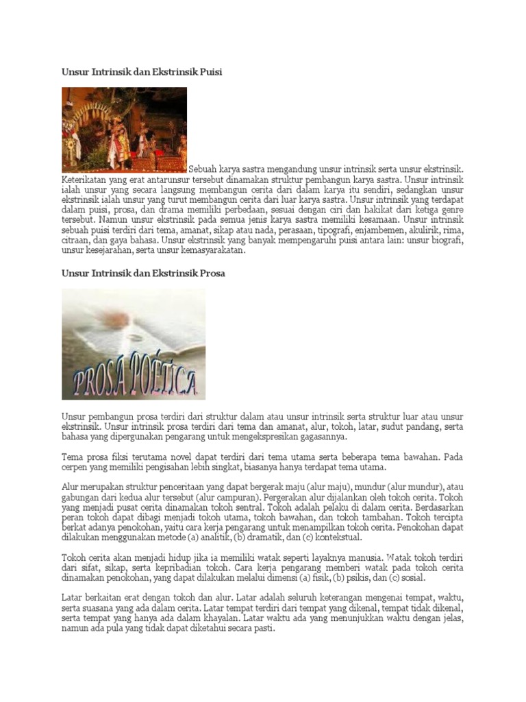 Unsur Intrinsik Dan Ekstrinsik Puisi