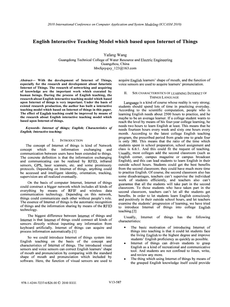 English Interactive Teaching Model Which Based Upon of Things