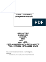 Bitacora Alumnos Laboratorio Bioquimica Clinica 2014-1 Gpos 1 y 4. Bere