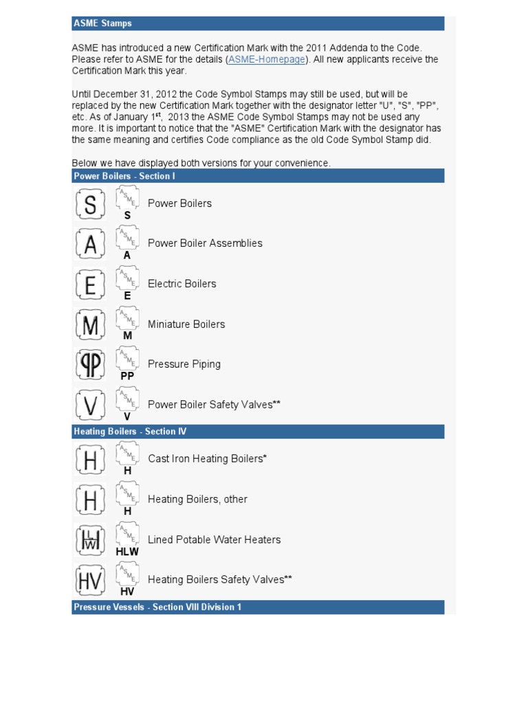 ASME Stamps PDF