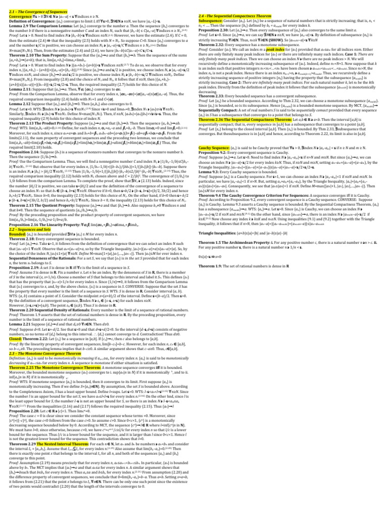 Exam 2 Cheat Sheet | PDF | Sequence | Compact Space