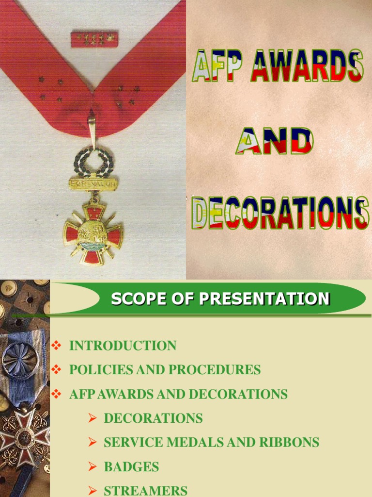 Afp Awards And Decorations Ppt Orders Decorations And Medals