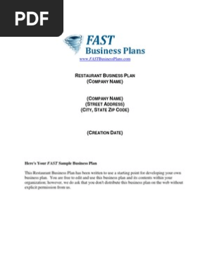 Restaurant Business Plan