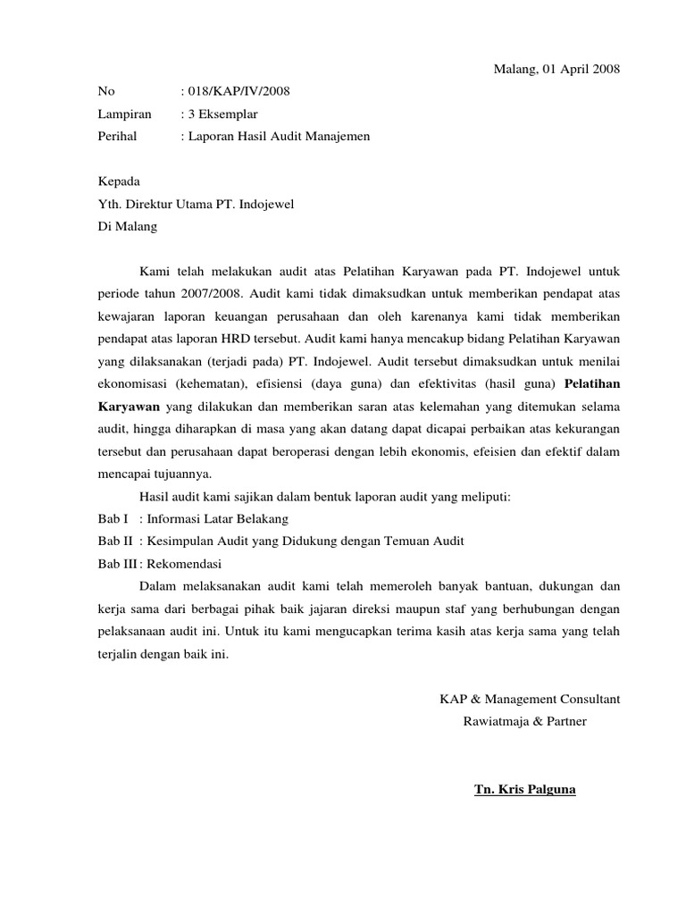 Laporan Audit Manajemen Pt Indojewel