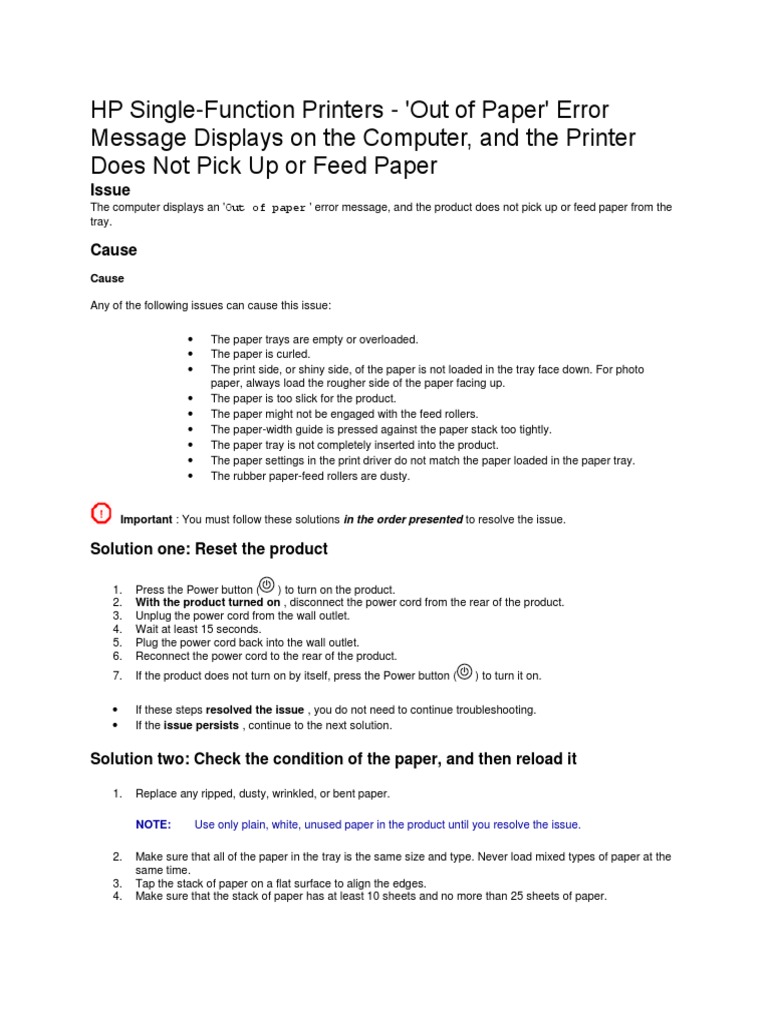 Fix HP Printer 'Out of Paper' Error | PDF | Career & Growth | Business