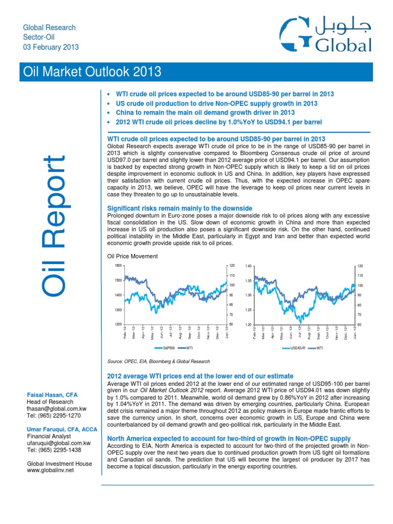 Oil Market Outlook 022013 PDF Price Of Oil Opec
