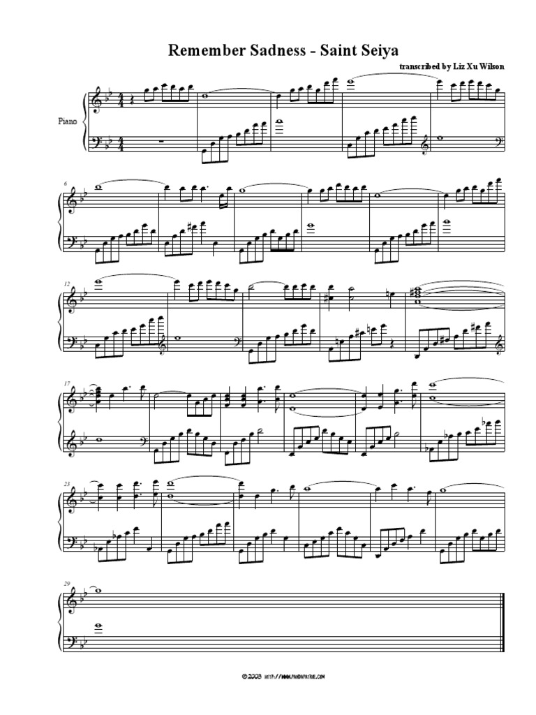 Remember Sadness Saint Seiya Piano