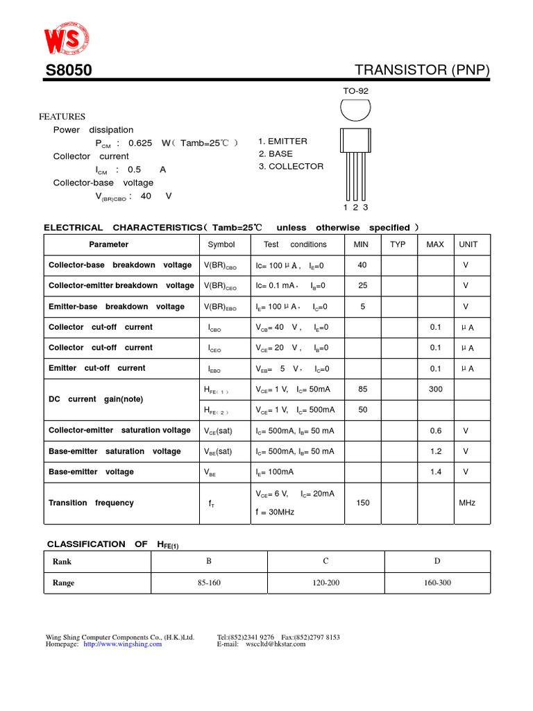 Transistor S8050 Specifications | PDF