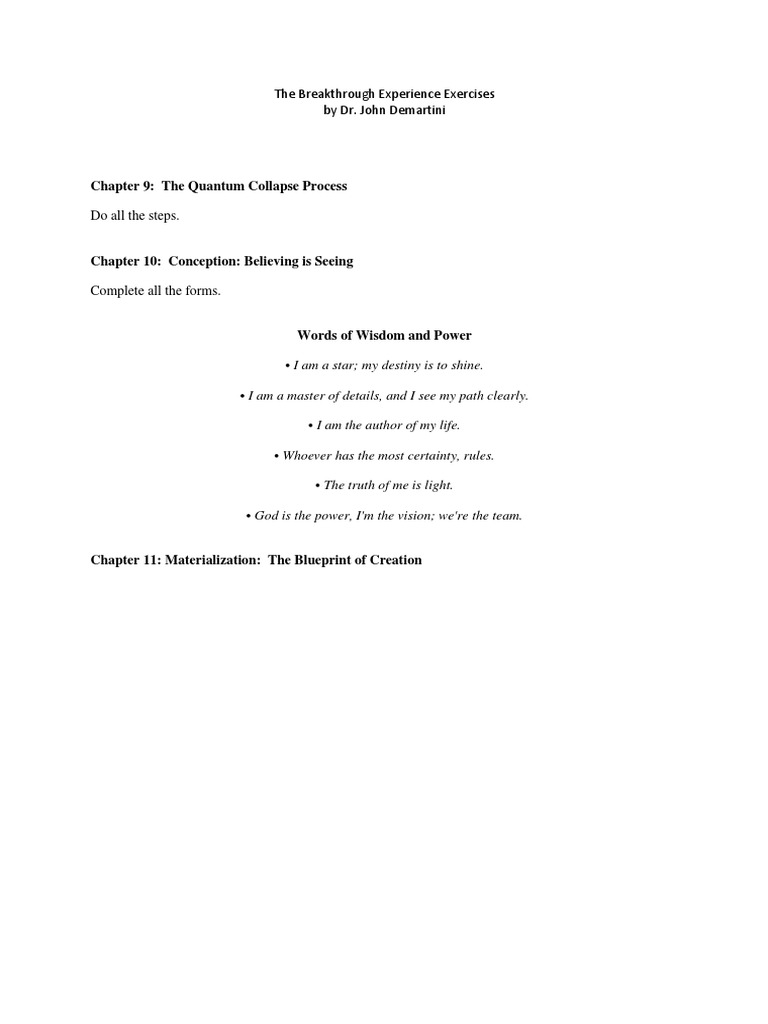 Breakthrough Experience Exercises Guide | PDF