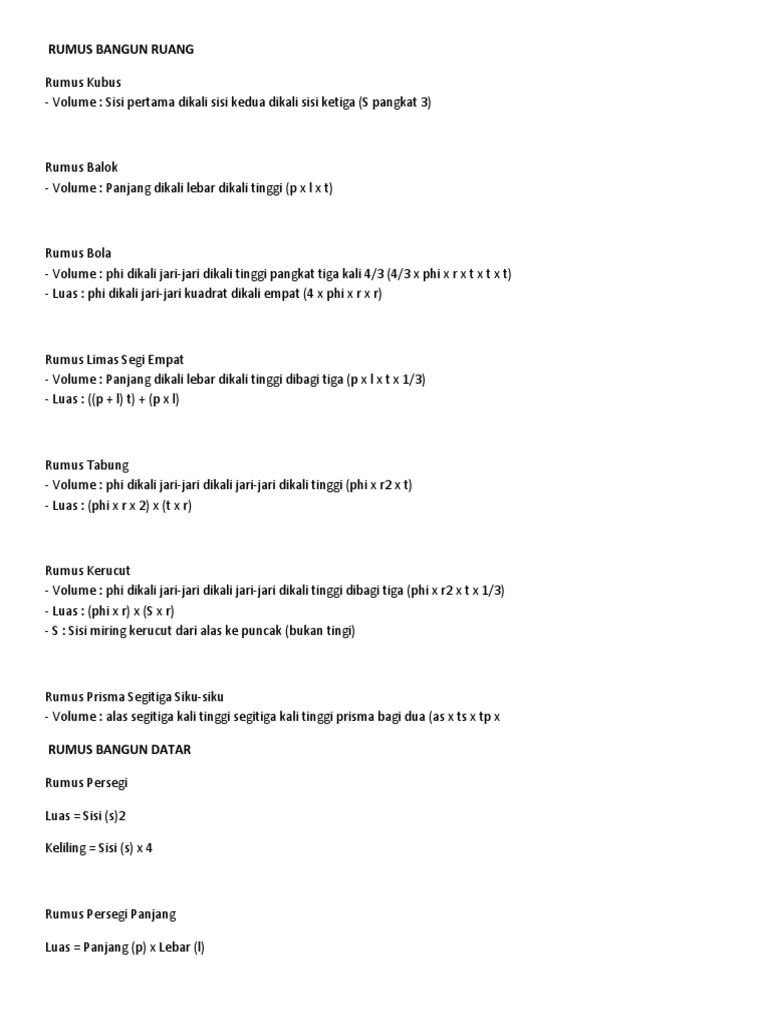Rumus Math | PDF