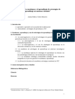 La Enseñanza y Aprendizaje de Estrategias de Aprendizaje en Entornos Virtuales