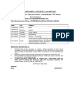 Board of School Education Haryana, Bhiwani Date-Sh: Eet (Theory Papers) For Secondary (Academic Regular) Semester