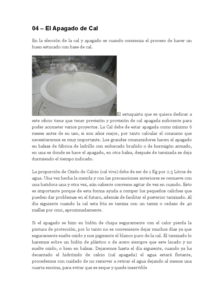 Proceso de Apagado de Cal Viva | PDF | Agua | Química