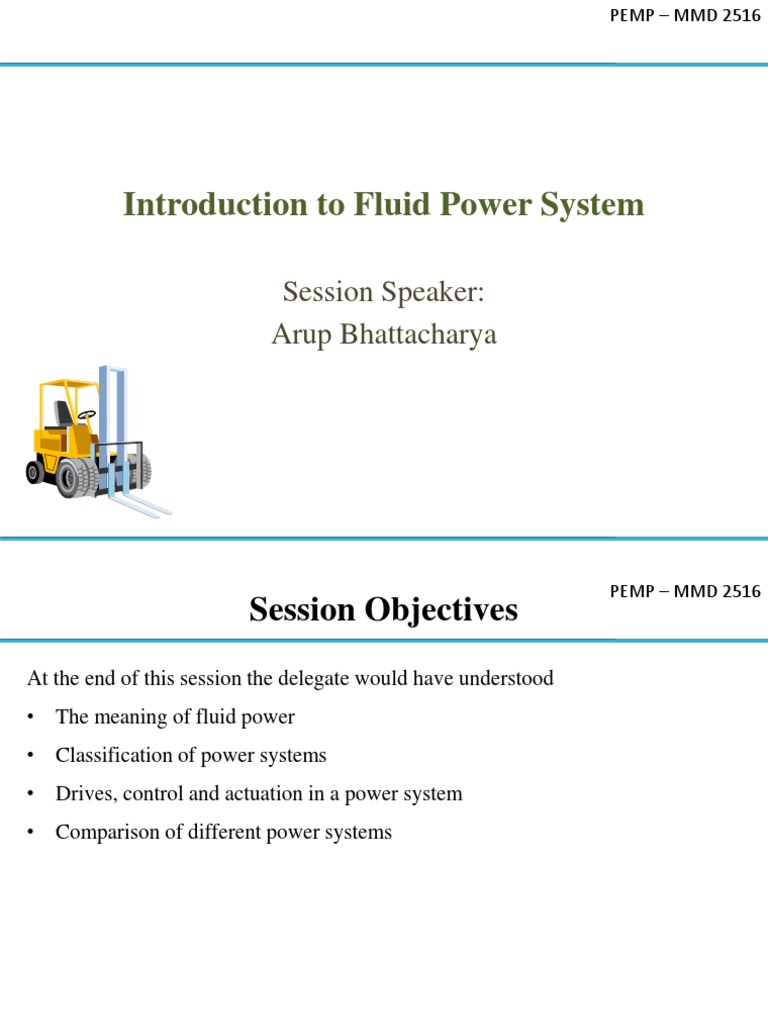 Day 1b Introduction To Fluid Power System PDF Transmission