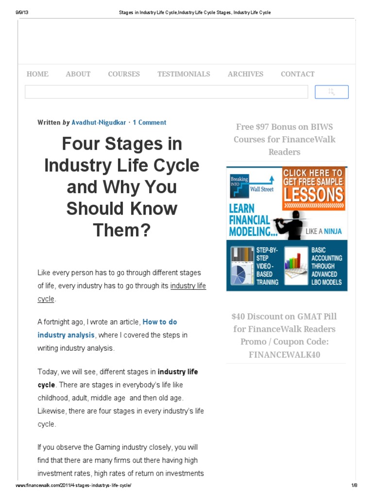 Stages In Industry Life Cycle Industry Life Cycle Stages Industry