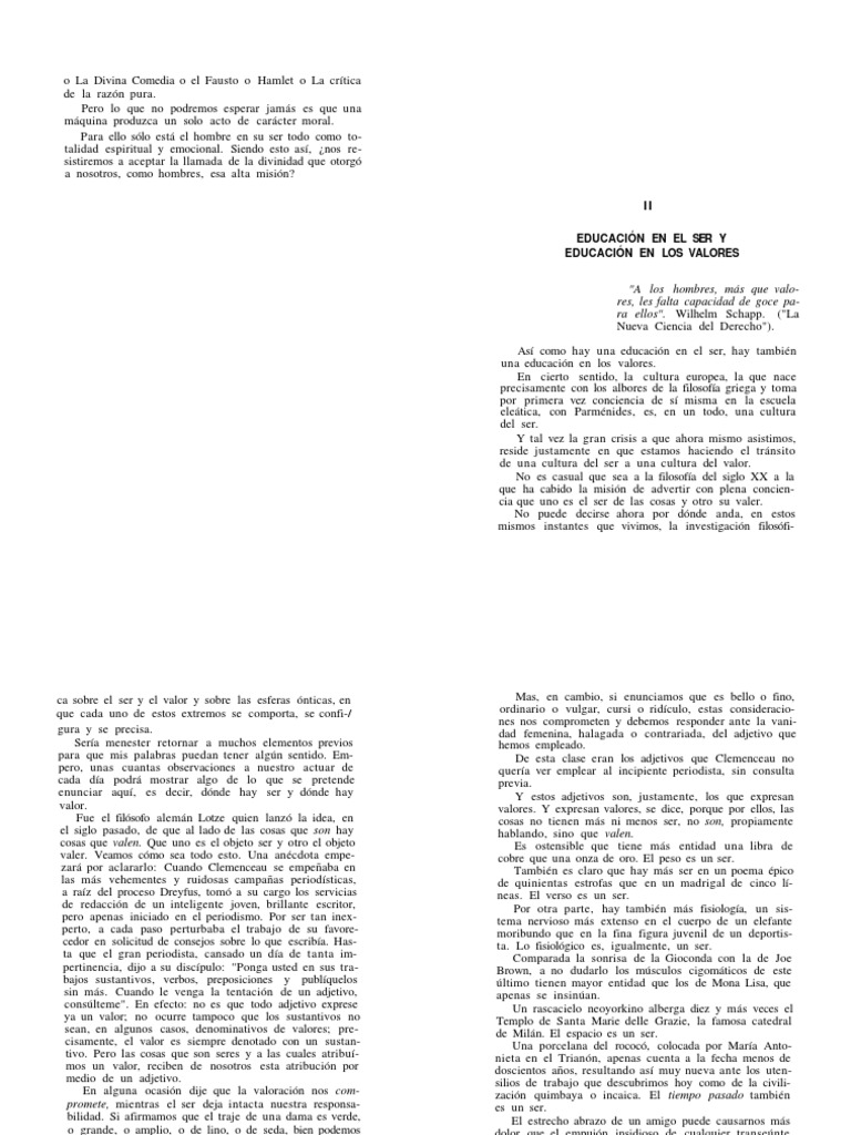 Cayetano Betancur, Educación en el ser y educación en los valores (1942