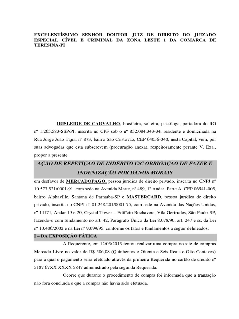 Petição Inicial Danos Morais E Materiais Juizado Especial - Coleta de