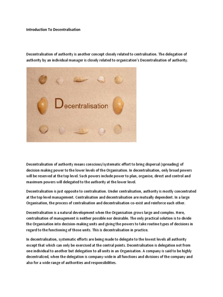 Introduction To Decentralisation | PDF | Decentralization | Motivation