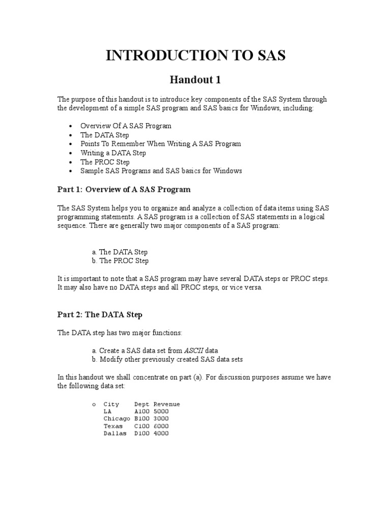 Intro SAS Basics | PDF