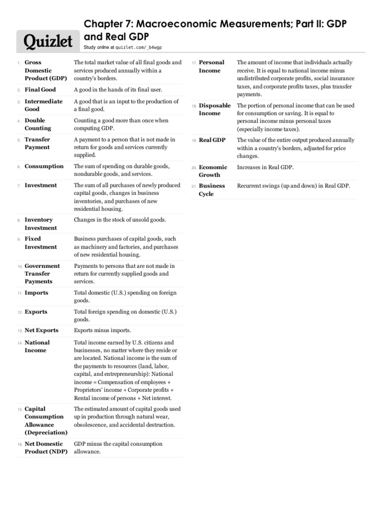 Chapter 7 Macroeconomic Measur | PDF | Gross Domestic Product ...