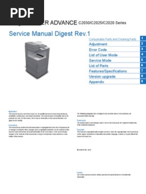 Canon imageRUNNER ADVANCE C2030 C2025 C2020 Series Service Manual