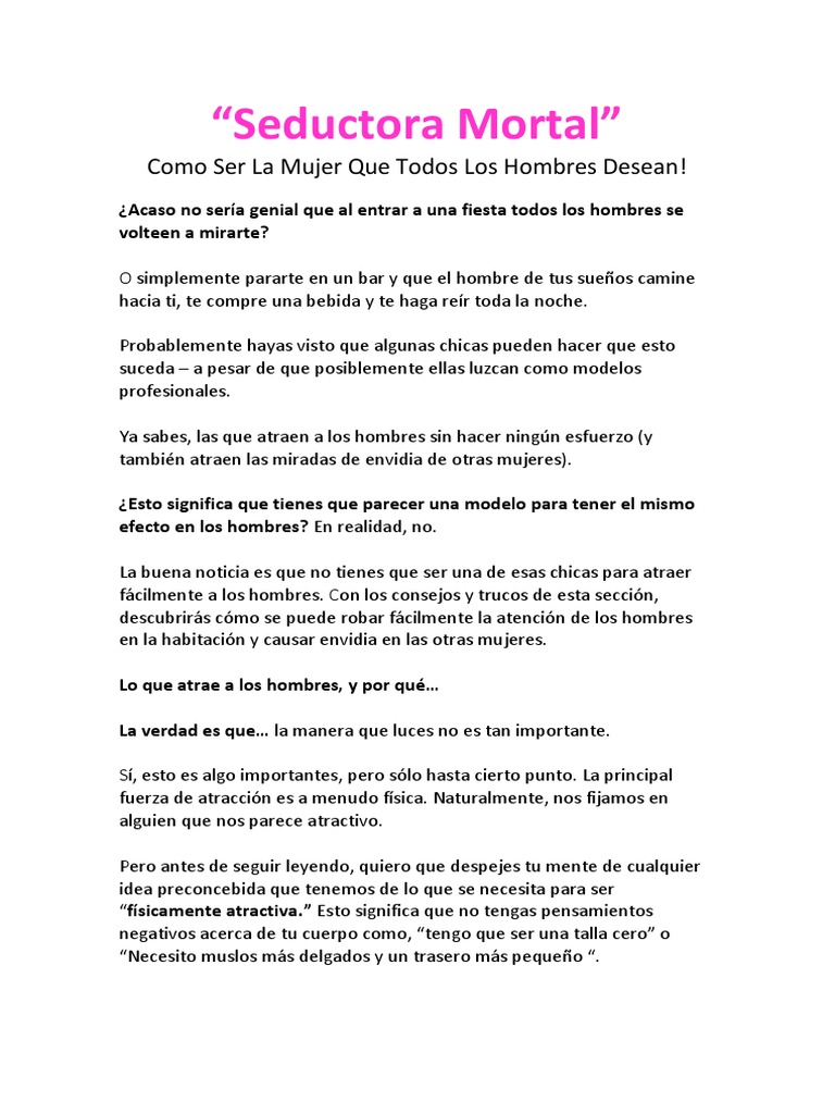 Seductora Mortal Como Atraer Y Retener Al Hombre De Tus Suenos Ocio