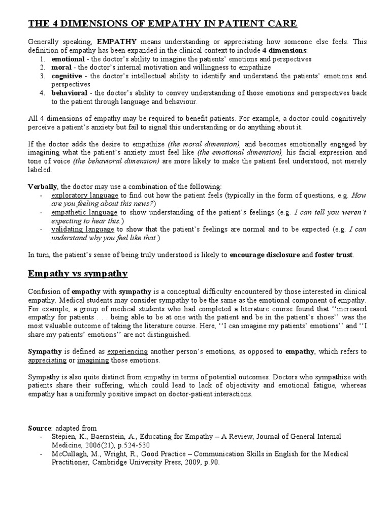 4 Dimensions of Empathy and Distinction From Sympathy | PDF | Sympathy ...