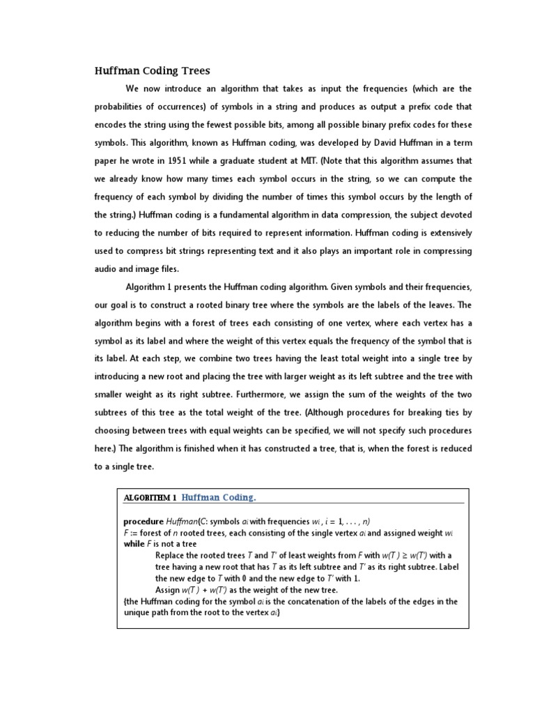 Huffman Coding Trees | PDF | Algorithms | Applied Mathematics