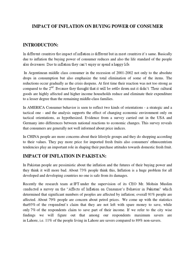 Inflation's Impact on Consumer Buying Power | PDF | Inflation ...