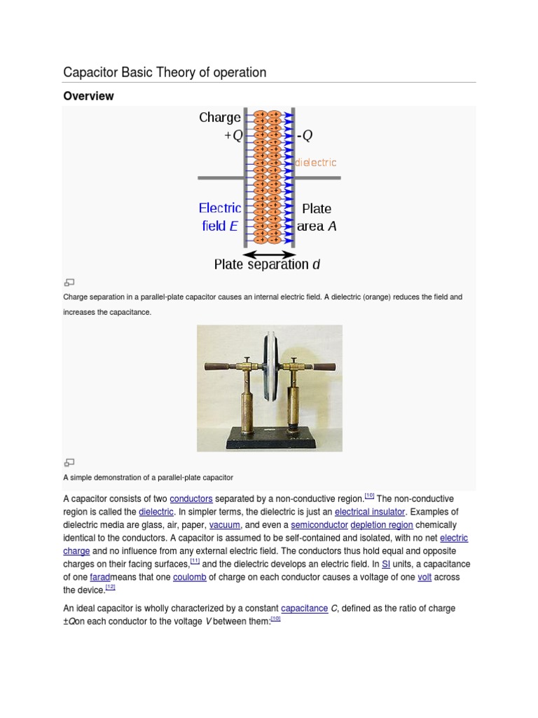 Capacitor Basic Theory of Operation Capacitor Electric Field