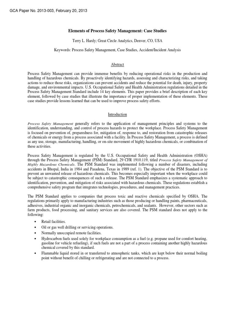 Key Elements of Process Safety Management | PDF | Occupational Safety ...