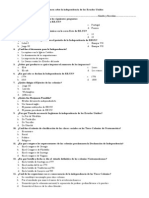 Examen Sobre La Independencia de Los Estados Unidos