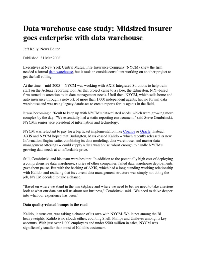 Data Warehouse Case Study Final | PDF | Data Warehouse | Computer Data