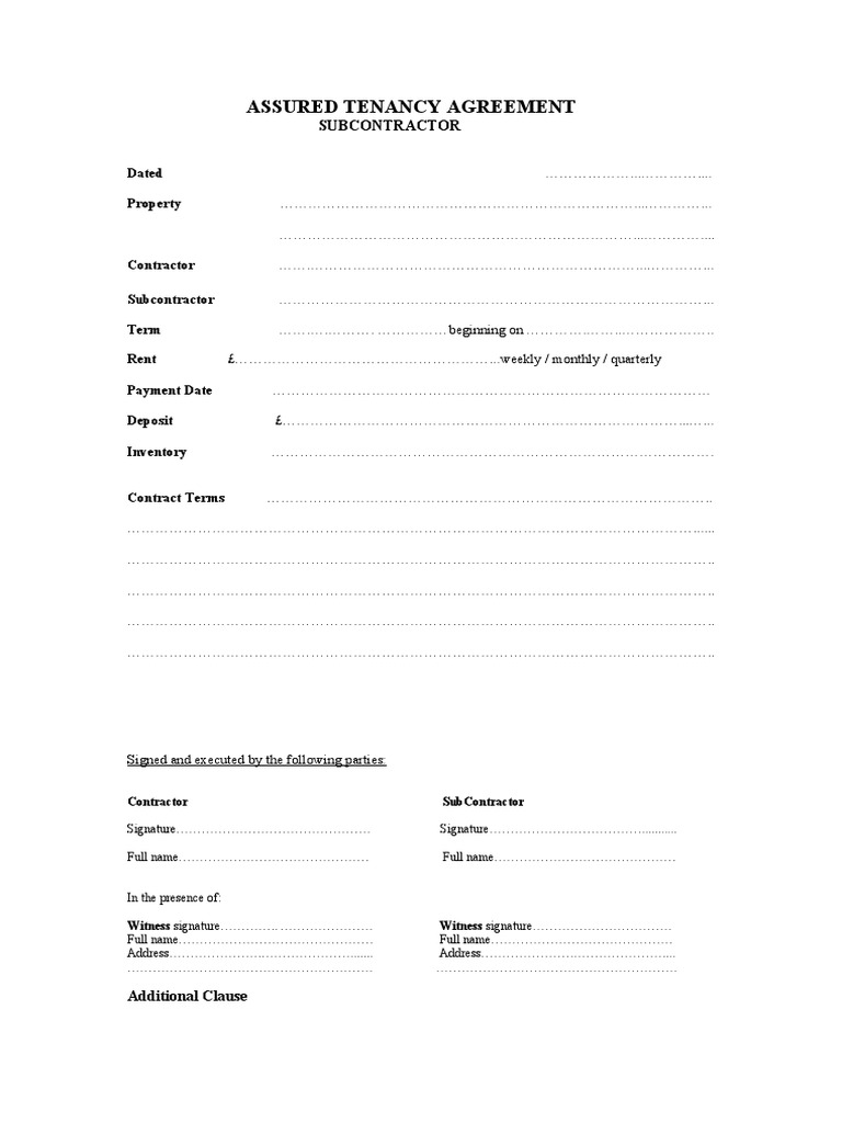 Assured Tenancy Agreement Template | PDF