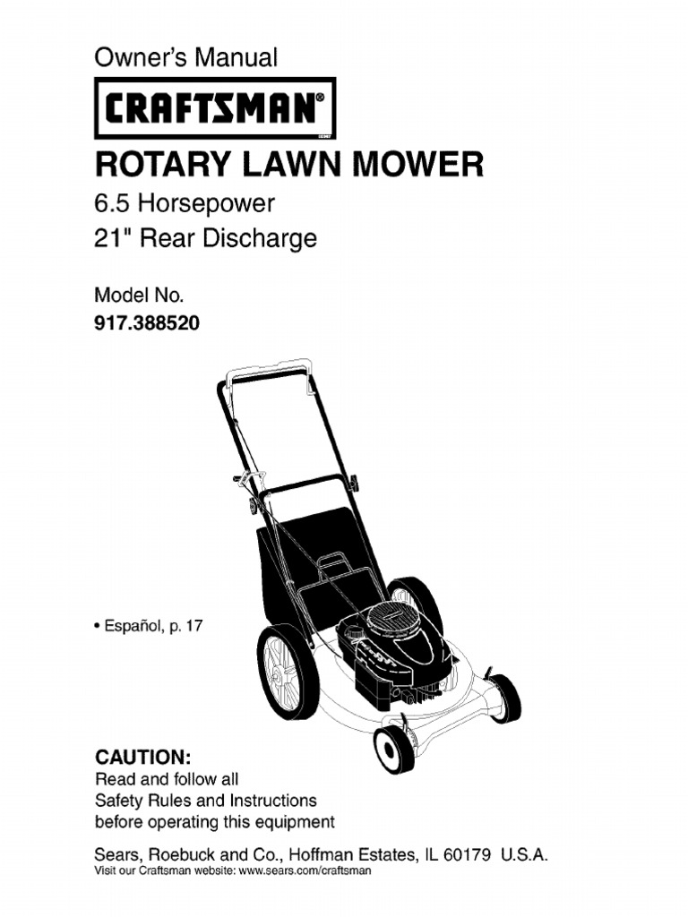 Craftsman Mower 917.388520 - L0309180 | PDF | Lawn Mower | Mower