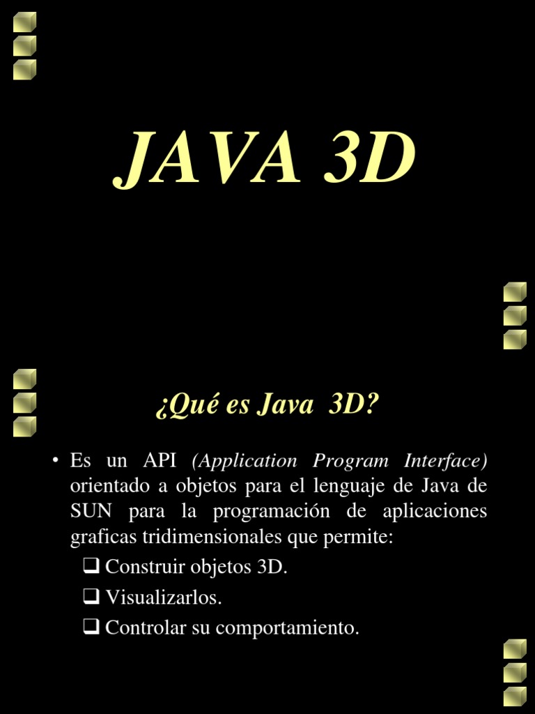 Java 3D | PDF | Java (lenguaje de programación) | Gráficos de ...