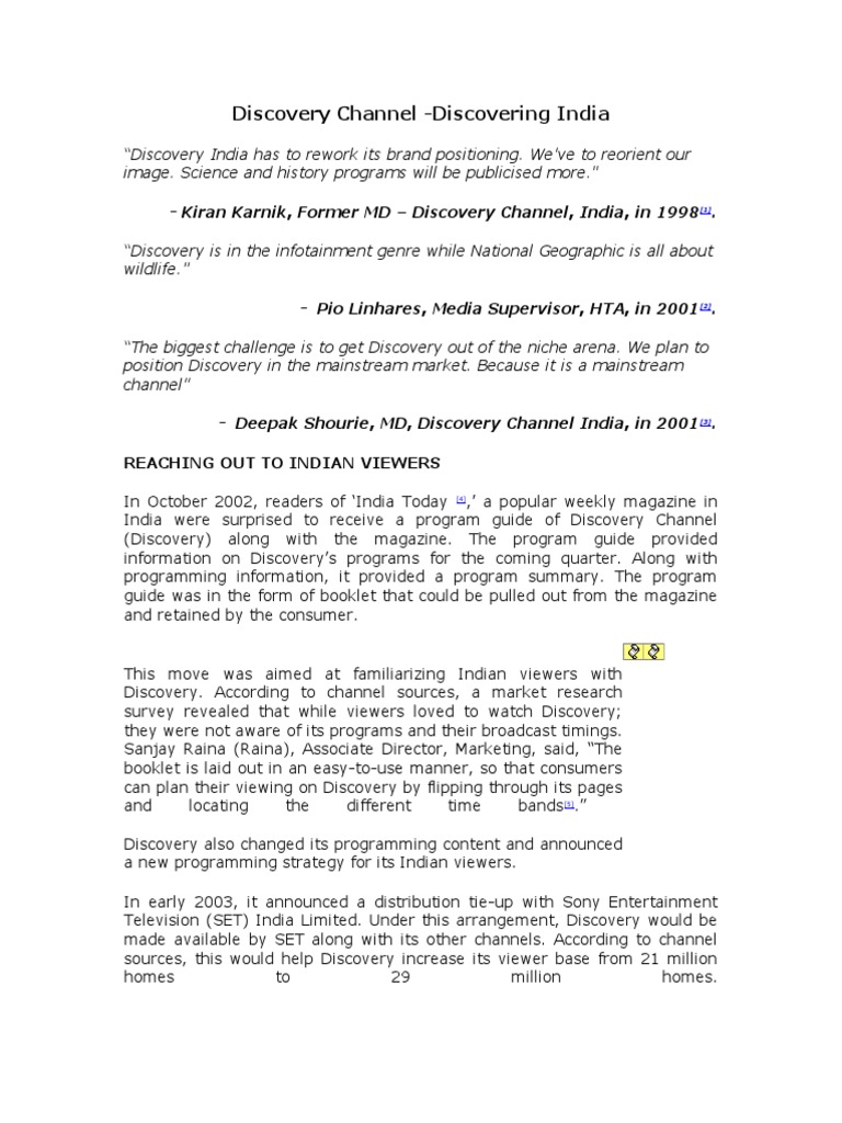 Discovery Channel Pdf Television Advertising