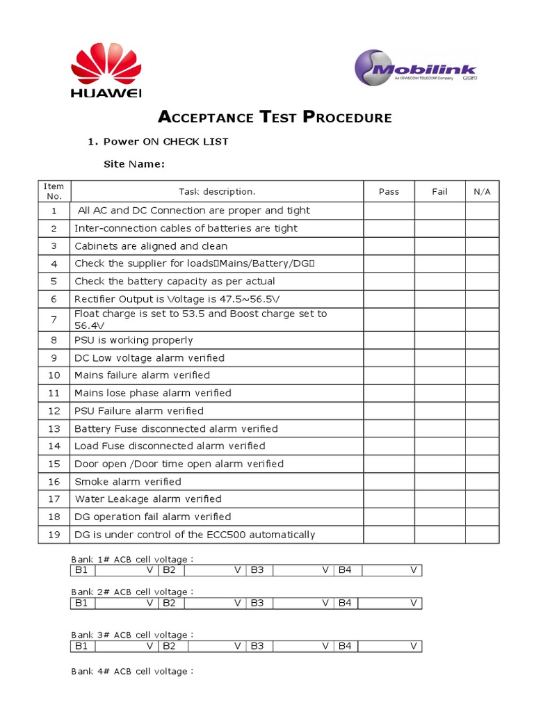 Huawei ATP Acceptance Test Checklist | PDF