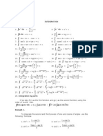 1 N X DX X 1: Integration List of Formulae